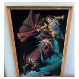 Vintage Mid Century Shadow Box and Velvet Matador Painting