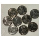 1776-1976 Kennedy Bicentennial Half Dollars Lot of 9