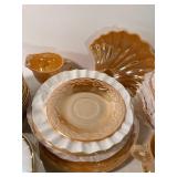 Fire King Peach Luster and Swirl Dishes Large Lot