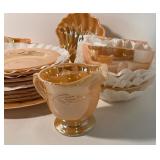 Fire King Peach Luster and Swirl Dishes Large Lot