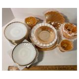 Fire King Peach Luster and Swirl Dishes Large Lot