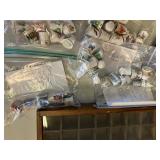 Crystal Vase, Thimbles and Thimble Display Case