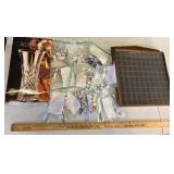 Crystal Vase, Thimbles and Thimble Display Case