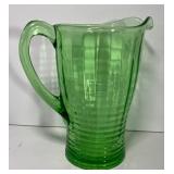 Vintage Uranium Green Depression Glass Pitcher