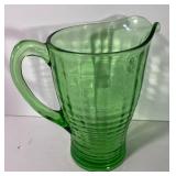 Vintage Uranium Green Depression Glass Pitcher