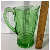 Vintage Uranium Green Depression Glass Pitcher