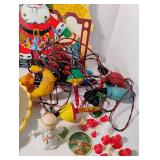 Vintage Christmas Lot Shiny Brite in Box, Bubble Lights, Vintage Santa Candy Container