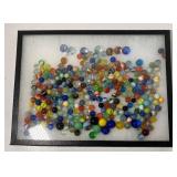 Lot of Vintage Marbles and Display Case