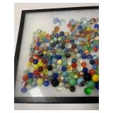 Lot of Vintage Marbles and Display Case