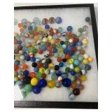 Lot of Vintage Marbles and Display Case
