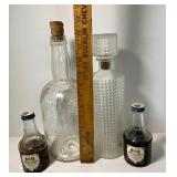 Vintage Alcohol Decanter and Alcohol Tin Lot