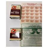 Vintage Red Owl Spice Tins and Vintage Promo Coupons/Stamps