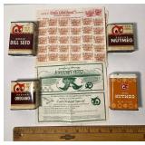 Vintage Red Owl Spice Tins and Vintage Promo Coupons/Stamps