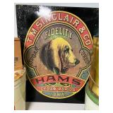 Vintage Ham Sign T.M. Sinclair & Co. Fidelity Sugar Cured Hams from Cedar Rapids, Iowa