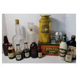 Vintage Alcohol Decanter and Alcohol Tin Lot