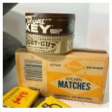 Enamel Spittoon and Vintage Lot of Matchbooks