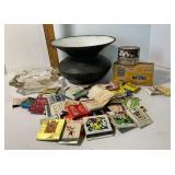 Enamel Spittoon and Vintage Lot of Matchbooks