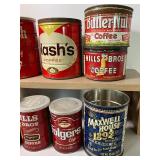 Antique/Vintage Coffee Tins Lot of 8