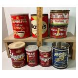 Antique/Vintage Coffee Tins Lot of 8