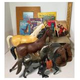 Vintage Louis Marx Johnny West Thunderbolt Horses, Western Books, Bookends