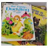 Large Lot of Vintage Books and New in Box Tin of Crayons Crayola