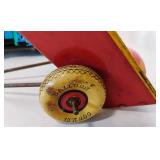 Vintage Lot of Tin Litho Toys Marx Wagon, Puff Puff Train, Koyo Ladybug and Turtle