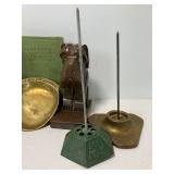 Brass Receipt Holders and Coin Tray, Bookends Iron Receipt Holder