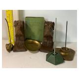 Brass Receipt Holders and Coin Tray, Bookends Iron Receipt Holder