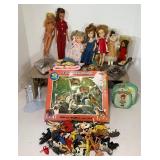 LARGE Lot Vintage Toys Penny Brite Dolls, Farm Animals