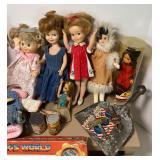 LARGE Lot Vintage Toys Penny Brite Dolls, Farm Animals