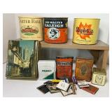 Lot of Vintage Tobacco Tins and Matchbooks