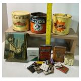 Lot of Vintage Tobacco Tins and Matchbooks