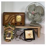 Vintage Fan, Clock and Radio