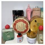 Large Lot Vintage Toiletry Vanity Items Powders Tins