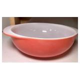 Vintage Hazel Atlas Lidded Bowl Red Stripe, Corning Ware Blue Cornflower and PInk Pyrex Dish