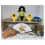 Vintage Asian Decor Water Carrier Planter, Wall Pockets, Trinkets