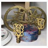 Vintage Asian Decor Water Carrier Planter, Wall Pockets, Trinkets