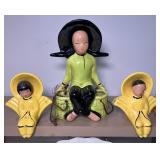 Vintage Asian Decor Water Carrier Planter, Wall Pockets, Trinkets