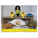 Vintage Asian Decor Water Carrier Planter, Wall Pockets, Trinkets