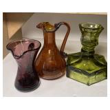 MCM Glass LE Smith Amber Moon and Stars, Fostoria Coin Bell, Pilgrim, Blenko