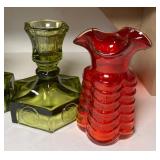 MCM Glass LE Smith Amber Moon and Stars, Fostoria Coin Bell, Pilgrim, Blenko