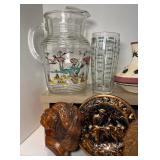 Native American Decor and Hazel Atlas Pheasant Pitcher Betty Selby Indian Pottery