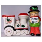 Vintage Santa Claus/Elf Train Bank and Caroler