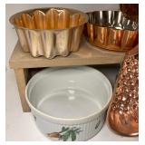 Lot of Copper Molds and APIL CO France Porcelain Dish