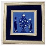Royal Delft Framed Christmas Tile and Enesco Kissing Dutch Kids Covered Dish