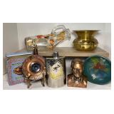 Vintage Brass Spittoon, Ashtray and Bank Lot Souvenir Roulette Wheel Ashtray