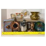 Vintage Brass Spittoon, Ashtray and Bank Lot Souvenir Roulette Wheel Ashtray