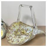 Vintage Dachshund Four Piece Snack Set Dish, Car Planter Murano Blown Glass Basket