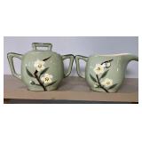 Weil Ware California Pottery Blossom Celadon Green Dishes Salt and Pepper Set
