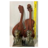 MCM Cast Metal Instrument Wall Hangings, Abraham Lincoln Bookends